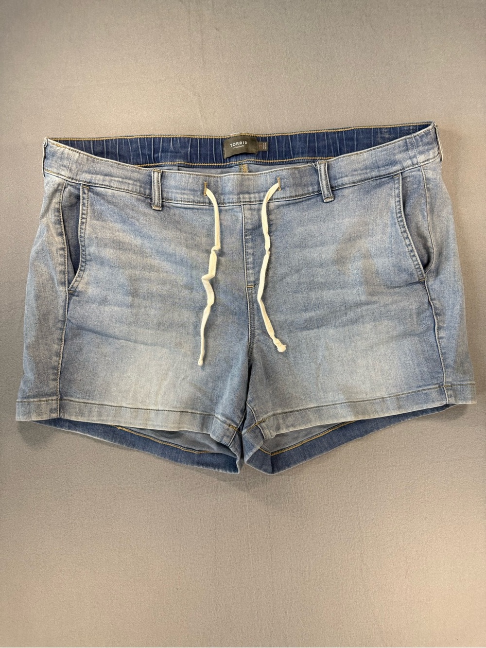 torrid light blue weekend denim drawstring waist shorts